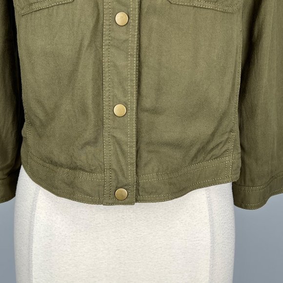 Rachel Roy Womens Snap Front Crop Utility Jacket Olive Green Bomber size Large - Picture 4 of 11